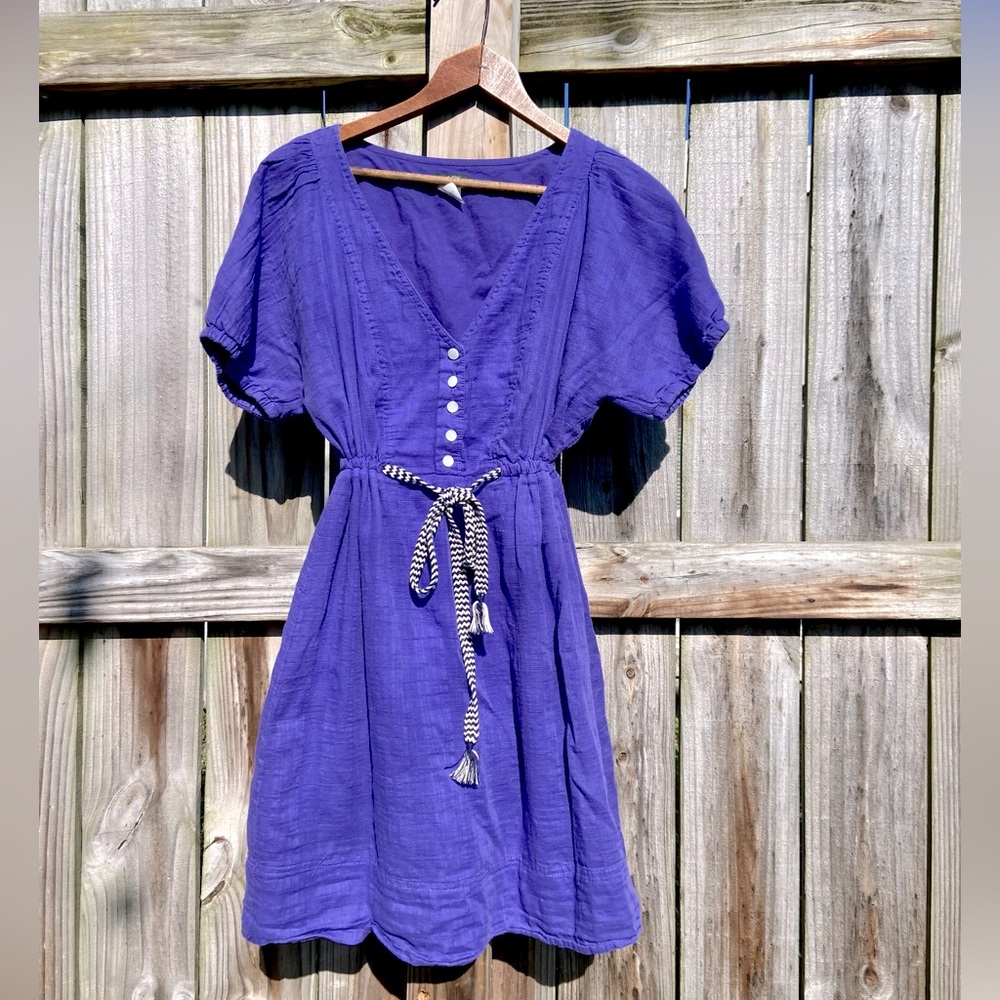 J. Crew Sz 10 Cotton Coverall w/ Adjustable Waist Drawstring, Buttons & Lining